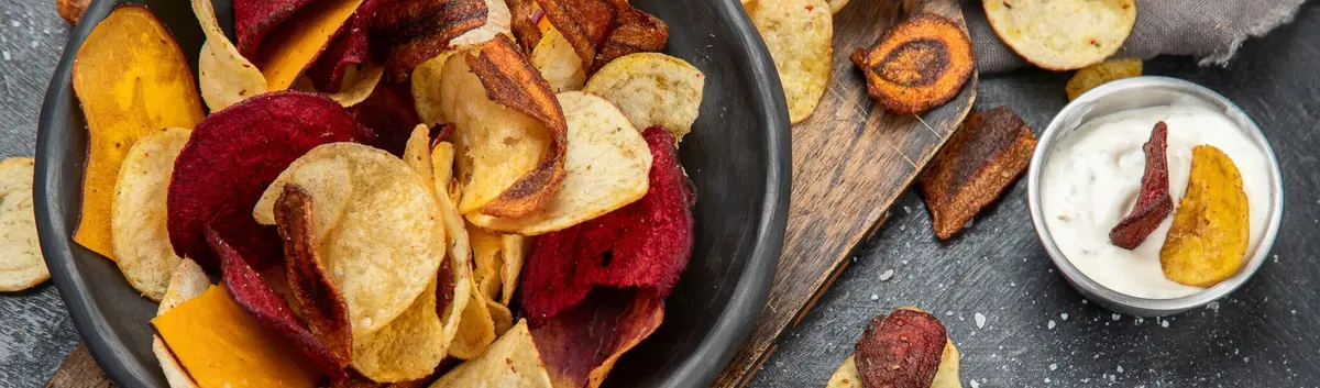 chips de batata-doce e beterraba