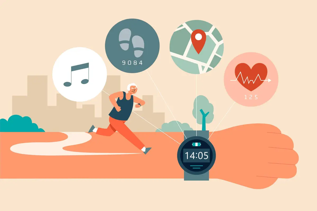 ilustração de aplicativo de corrida no relógio