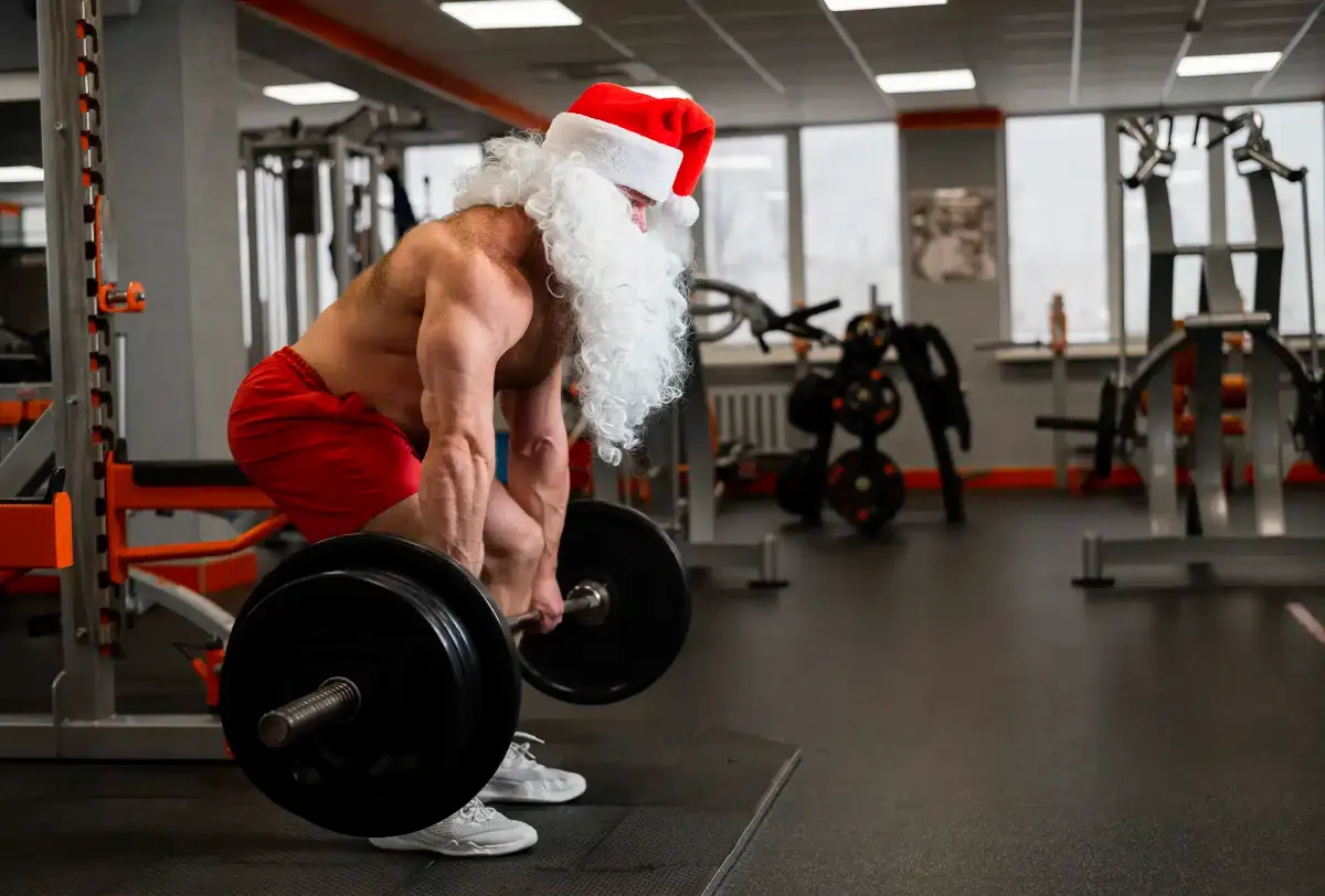 não engordar no natal papai noel treinando
