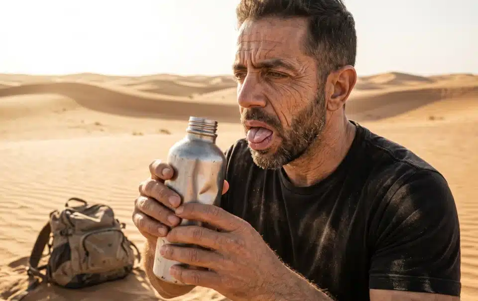 desidratado no deserto